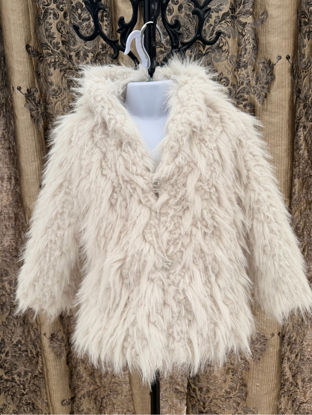 GB girls Cream Teddy Faux-Fur Jacket Little Girls Sz 4/5